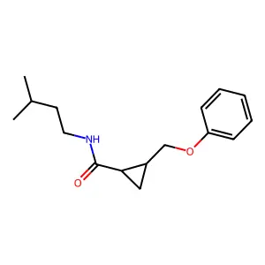 Cyclopropanecarboxamide, N-(3-methylbutyl)-2-(phenoxymethyl)-, trans- structure