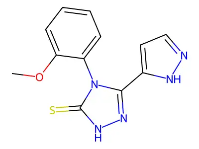 4-(2-methoxyphenyl)-5-(1H-pyrazol-5-yl)-4H-1,2,4-triazole-3-thiol structure