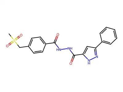 N'-[4-(methylsulfonylmethyl)benzoyl]-3-phenyl-1H-pyrazole-5-carbohydrazide structure