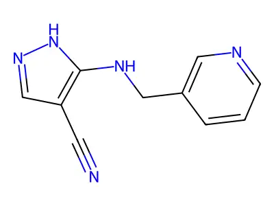 5-[(pyridin-3-ylmethyl)amino]-1H-pyrazole-4-carbonitrile structure