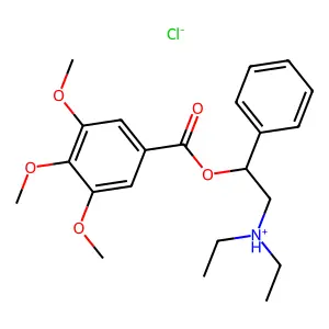 2-(Diethylamino)-1-phenylethyl 3,4,5-trimethoxybenzoate--hydrogen chloride (1/1) structure