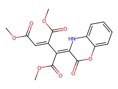 trimethyl (Z,3E)-3-(2-oxo-4H-1,4-benzoxazin-3-ylidene)prop-1-ene-1,2,3-tricarboxylate structure