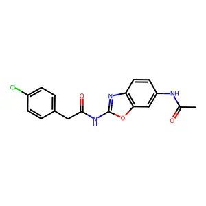 N-(6-acetamido-1,3-benzoxazol-2-yl)-2-(4-chlorophenyl)acetamide structure