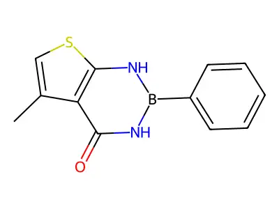 5-methyl-2-phenyl-2,3-dihydrothieno[2,3-d][1,3,2]diazaborinin-4(1H)-one structure
