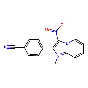 2-(4-Cyanophenyl)-1-methyl-3-nitroimidazo[1,2-a]pyridin-1-ium structure