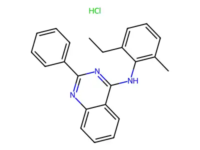 N-(2-ethyl-6-methylphenyl)-2-phenylquinazolin-4-amine hydrochloride structure