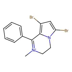 6,8-Dibromo-2-methyl-1-phenyl-3,4-dihydropyrrolo[1,2-a]pyrazin-2-ium structure