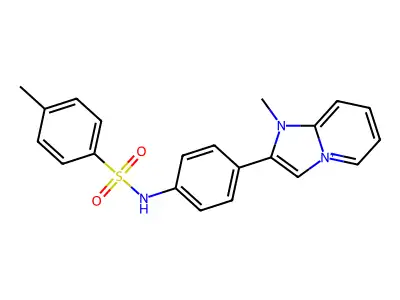 1-methyl-2-(4-{[(4-methylphenyl)sulfonyl]amino}phenyl)imidazo[1,2-a]pyridin-1-ium structure