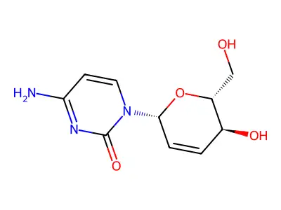 2(1H)-Pyrimidinone, 4-amino-1-(2,3-dideoxy-beta-D-erythro-hex-2-enopyranosyl)- structure