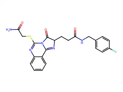 3-{5-[(carbamoylmethyl)sulfanyl]-3-oxo-2H,3H-imidazo[1,2-c]quinazolin-2-yl}-N-[(4-fluorophenyl)methyl]propanamide structure