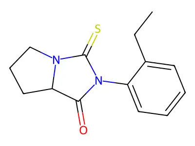 2-(2-ethylphenyl)-3-thioxohexahydro-1H-pyrrolo[1,2-c]imidazol-1-one structure