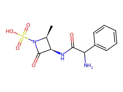 3-(2-Amino-2-phenylacetamido)-2-methyl-4-oxo-1-azetidinesulfonic acid structure