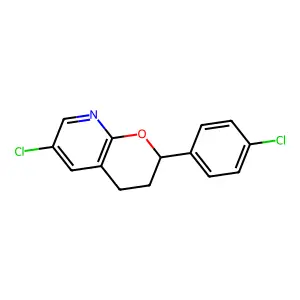 6-chloro-2-(4-chlorophenyl)-3,4-dihydro-2H-pyrano[2,3-b]pyridine structure