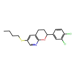 2H-Pyrano(2,3-b)pyridine, 6-(butylthio)-2-(3,4-dichlorophenyl)-3,4-dihydro- structure
