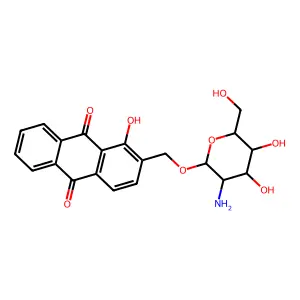 2-(((2-Amino-2-deoxy-beta-D-glucopyranosyl)oxy)methyl)-1-hydroxy-9,10-anthracenedione structure