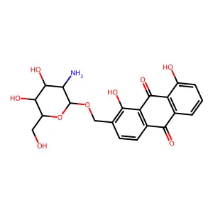 2-(((2-Amino-2-deoxy-beta-D-glucopyranosyl)oxy)methyl)-1,8-dihydroxy-9,10-anthracenedione structure