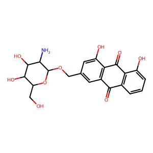 9,10-Anthracenedione, 3-(((2-amino-2-deoxy-beta-D-glucopyranosyl)oxy)methyl)-1,8-dihydroxy- structure