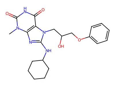 8-(Cyclohexylamino)-7-(2-hydroxy-3-phenoxypropyl)-3-methylpurine-2,6-dione structure