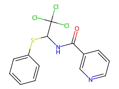 N-(2,2,2-trichloro-1-phenylsulfanylethyl)pyridine-3-carboxamide structure
