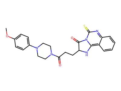 2-{3-[4-(4-methoxyphenyl)piperazin-1-yl]-3-oxopropyl}-5-sulfanylidene-2H,3H,5H,6H-imidazo[1,2-c]quinazolin-3-one structure