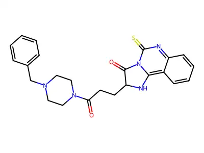 2-[3-(4-benzylpiperazin-1-yl)-3-oxopropyl]-5-sulfanylidene-1,2-dihydroimidazo[1,2-c]quinazolin-3-one structure