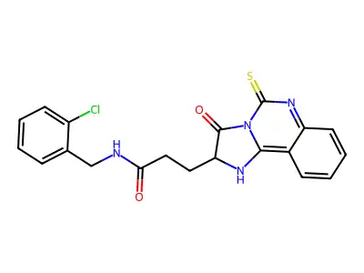 N-[(2-chlorophenyl)methyl]-3-{3-oxo-5-sulfanylidene-2H,3H,5H,6H-imidazo[1,2-c]quinazolin-2-yl}propanamide structure