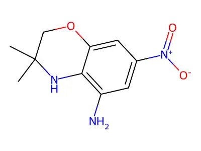 3,4-Dihydro-3,3-dimethyl-7-nitro-2H-1,4-benzoxazin-5-amine structure