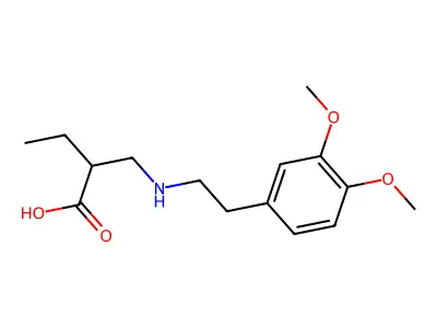 2-((2-(3,4-Dimethoxy-phenyl)-ethylamino)-methyl)-butyric acid structure