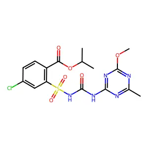 Benzoic acid, 4-chloro-2-[[[[(4-methoxy-6-methyl-1,3,5-triazin-2-yl)amino]carbonyl]amino]sulfonyl]-, 1-methylethyl ester structure