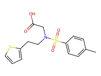 2-{N-[2-(Thiophen-2-yl)ethyl]4-methylbenzenesulfonamido}acetic acid structure