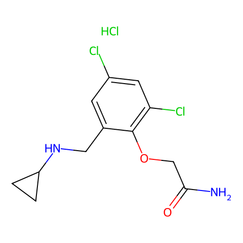 2-(2,4-Dichloro-6-((cyclopropylamino)methyl)phenoxy)acetamide hydrochloride structure