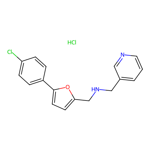 1-(5-(4-chlorophenyl)furan-2-yl)-N-(pyridin-3-ylmethyl)methanamine hydrochloride structure