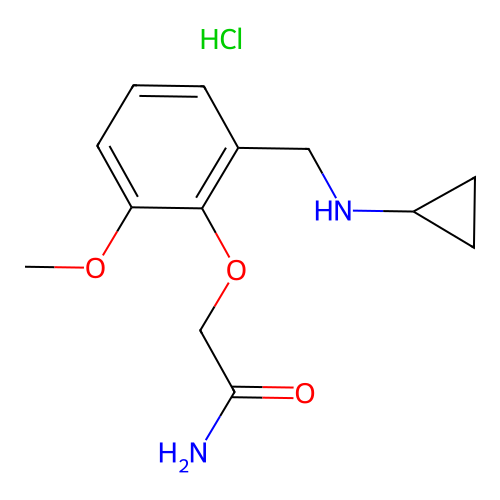 2-(2-((Cyclopropylamino)methyl)-6-methoxyphenoxy)acetamide hydrochloride structure