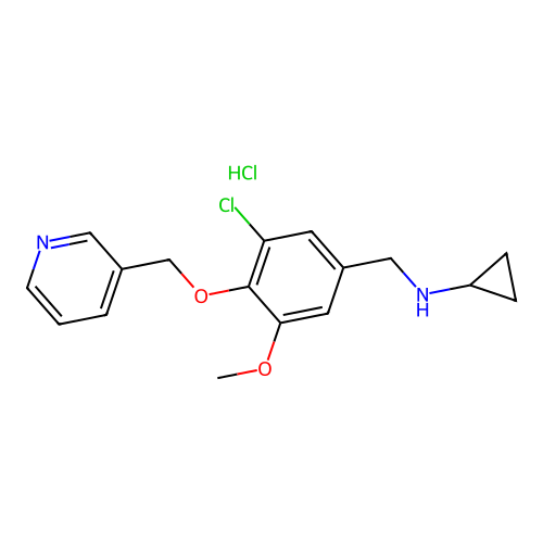 N-(3-chloro-5-methoxy-4-(pyridin-3-ylmethoxy)benzyl)cyclopropanamine hydrochloride structure
