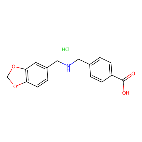 4-(((Benzo[d][1,3]dioxol-5-ylmethyl)amino)methyl)benzoic acid hydrochloride structure