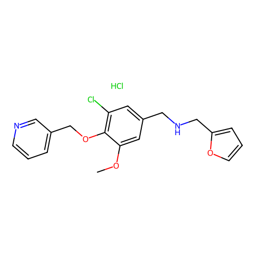 N-(3-chloro-5-methoxy-4-(pyridin-3-ylmethoxy)benzyl)-1-(furan-2-yl)methanamine hydrochloride structure