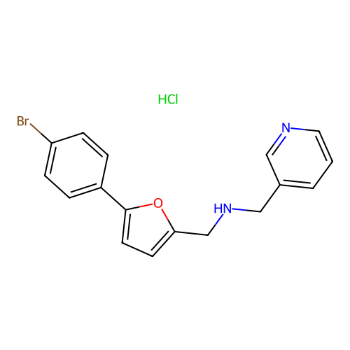 1-(5-(4-bromophenyl)furan-2-yl)-N-(pyridin-3-ylmethyl)methanamine hydrochloride structure