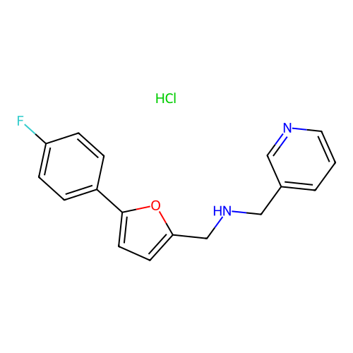 1-(5-(4-fluorophenyl)furan-2-yl)-N-(pyridin-3-ylmethyl)methanamine hydrochloride structure