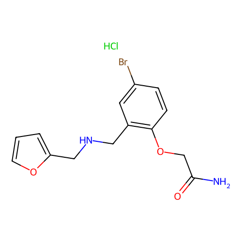 2-(4-Bromo-2-(((furan-2-ylmethyl)amino)methyl)phenoxy)acetamide hydrochloride structure