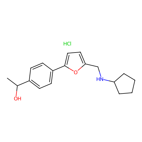 1-(4-(5-((Cyclopentylamino)methyl)furan-2-yl)phenyl)ethanol hydrochloride structure