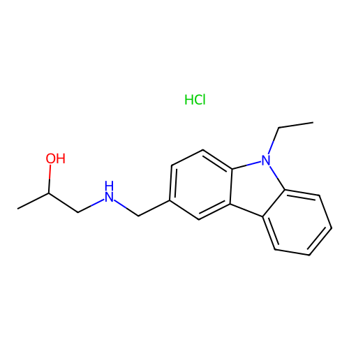 1-(((9-ethyl-9H-carbazol-3-yl)methyl)amino)propan-2-ol hydrochloride structure
