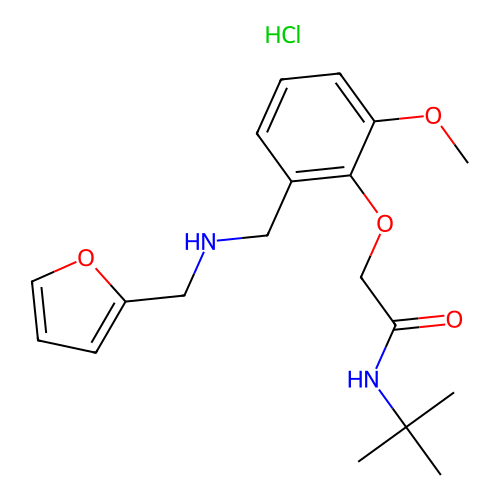 2-[2-[(2-furylmethylamino)methyl]-6-methoxy-phenoxy]-N-tert-butyl-acetamide Hydrochloride structure