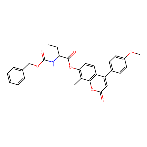 4-(4-methoxyphenyl)-8-methyl-2-oxo-2H-chromen-7-yl 2-(((benzyloxy)carbonyl)amino)butanoate structure