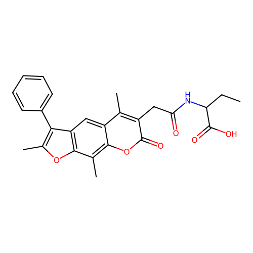 2-(2-(2,5,9-trimethyl-7-oxo-3-phenyl-7H-furo[3,2-g]chromen-6-yl)acetamido)butanoic acid structure