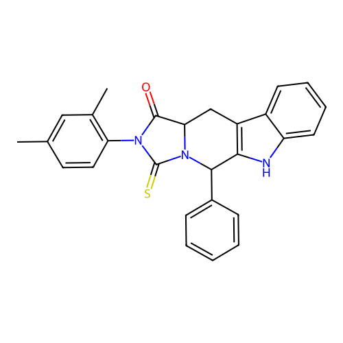 2-(2,4-dimethylphenyl)-5-phenyl-3-thioxo-2,3,5,6,11,11a-hexahydro-1H-imidazo[1',5':1,6]pyrido[3,4-b]indol-1-one structure
