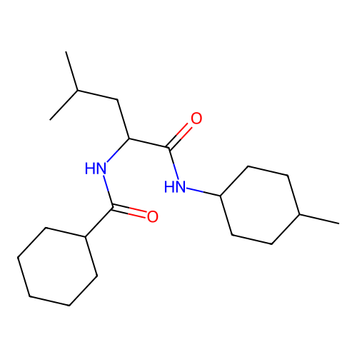 N~2~-(cyclohexylcarbonyl)-N-(4-methylcyclohexyl)leucinamide structure
