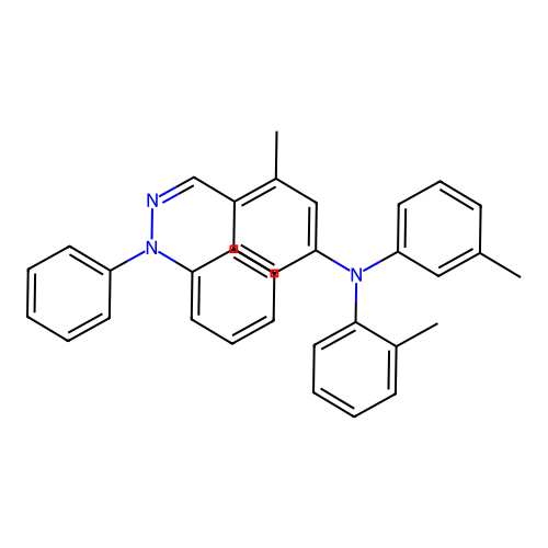 Benzaldehyde, 4-(bis(phenylmethyl)amino)-2-methyl-, 2,2-diphenylhydrazone structure