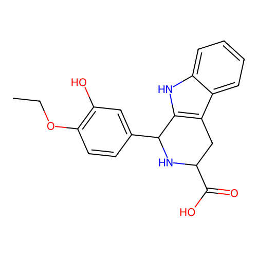 1-(4-ethoxy-3-hydroxyphenyl)-2,3,4,9-tetrahydro-1H-pyrido[3,4-b]indole-3-carboxylic acid structure