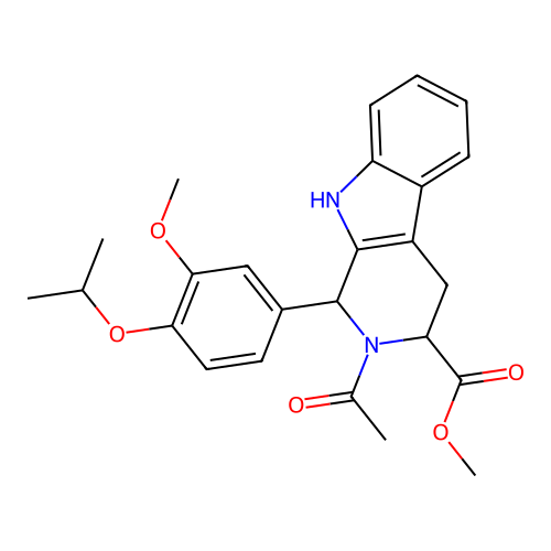 methyl 2-acetyl-1-(3-methoxy-4-propan-2-yloxyphenyl)-1,3,4,9-tetrahydropyrido[3,4-b]indole-3-carboxylate structure