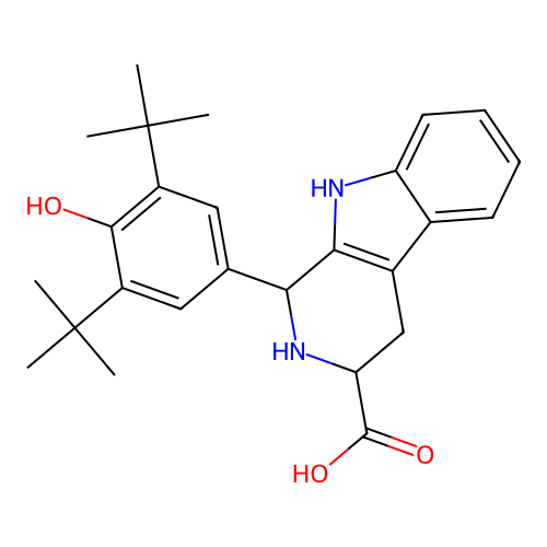 1-(3,5-di-tert-butyl-4-hydroxyphenyl)-2,3,4,9-tetrahydro-1H-beta-carboline-3-carboxylic acid structure